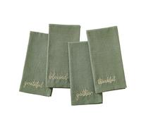 Elrene Home Fashions Harvest Fall Sentiment Lot de 4 Serviettes brodées Vert 43,2 x 43,2 cm