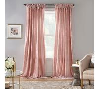 Elrene Home Fashions Korena Rideau de fenêtre en Velours écrasé à Nouer - Rideau Rustique Chic pour Salon ou Chambre à Coucher - 132,1 x 241,3 cm - Rose poudré - 1 Panneau