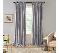 Elrene Home Fashions Korena Rideau de fenêtre en Velours écrasé à Nouer - Rideau Rustique Chic pour Salon ou Chambre à Coucher - 132,1 x 213,4 cm - Gris - 1 Panneau