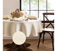 Elrene Home Fashions Laurel Nappe résistante à l'eau et aux Taches Ronde à Texture Unie Ivoire 229 cm