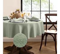 Elrene Home Fashions Laurel Nappe résistante à l'eau et aux Taches Ronde à Texture Unie Sauge 178 cm