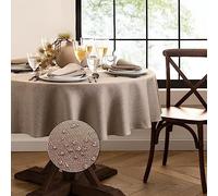 Elrene Home Fashions Laurel Nappe Ronde résistante à l'eau et aux Taches Taupe 177,8 cm