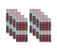 Elrene Home Fashions Lot de 8 Serviettes de Table Classiques de Noël en Coton sergé à Carreaux 43,2 x 43,2 cm, Multicolore
