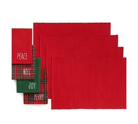 Elrene Home Fashions Lot de 8 Sets de Table et Serviettes de Table Motif Noël Multicolore