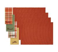 Elrene Home Fashions Lot de 8 Sets de Table et Serviettes en Coton Multicolore