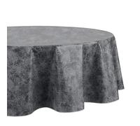 Elrene Home Fashions Mesa Nappe en Vinyle résistante à l'eau et aux Taches avec Revers en Flanelle, 177,8 x 178,8 cm, Ronde, Noire