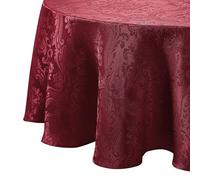 Elrene Home Fashions Nappe damassée Ronde en Polyester, Canneberge, 229 cm
