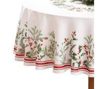 Elrene Home Fashions Nappe de Table de Noël décorative avec Bordure en Forme de Baies - 152,4 x 213,4 cm - Ovale - Multicolore
