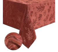 Elrene Home Fashions Nappe élégante damassée Jacquard avec Motif de Feuilles tissées, Infroissable, oblongue, 152,4 x 366 cm, Rouge (Spice Red)
