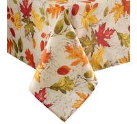 Elrene Home Fashions Nappe imprimée Feuilles d'automne Infroissable pour Un Usage Formel ou Quotidien, 132,1 x 132,1 cm, carrée