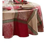 Elrene Home Fashions Nappe Ronde en Coton tissé Jacquard Poinsettia pour Noël/Vacances, 177,8 x 177,8 cm