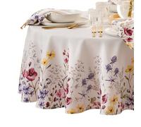 Elrene Home Fashions Nappe Ronde en Tissu avec Bordure botanique Motif Coquelicot Sauvage, 177,8 x 177,8 cm