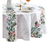 Elrene Home Fashions Nappe Ronde en Tissu Motif Houx et Baies 178 x 177,8 cm