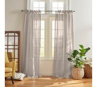 Elrene Home Fashions Rideau de fenêtre Transparent à Nouer, Lin, Gris Clair, 132,1 x 213,4 cm (1 Panneau)