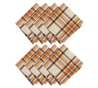 Elrene Home Fashions Russet Harvest Lot de 8 Serviettes de Table en Coton tissé à Carreaux pour l'automne/Thanksgiving, 43 x 43 cm