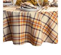 Elrene Home Fashions Russet Harvest Nappe Ronde en Coton tissé à Carreaux pour l'automne/Thanksgiving, 177,8 cm