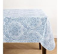 Elrene Home Fashions Savannah Nappe rectangulaire en Vinyle résistante à l'eau et aux Taches pour intérieur/extérieur avec Revers en Flanelle, Motif Cachemire bohème, 152,4 x 259,1 cm, Bleu