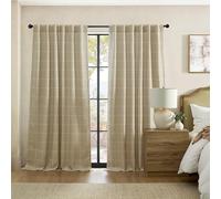 Elrene Home Fashions Sawyer Panneau de Rideau de fenêtre occultant à Carreaux avec Passe-Tringle/Pattes arrière pour Salon, Chambre à Coucher, Bureau, 132,1 x 213,4 cm, Sable