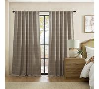 Elrene Home Fashions Sawyer Panneau de Rideau de fenêtre occultant à Carreaux avec Passe-Tringle/Pattes arrière pour Salon, Chambre à Coucher, Bureau, 132,1 x 213,4 cm, Taupe