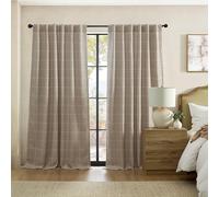 Elrene Home Fashions Sawyer Rideau de fenêtre occultant à Carreaux avec Passe-Tringle/Pattes arrière pour Salon, Chambre à Coucher, Bureau, 132,1 x 241,3 cm, Lin