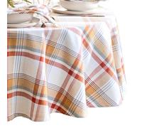 Elrene Home Fashions Seneca Nappe Ronde en Coton Motif écossais Automne/récolte/Thanksgiving 177,8 x 177,8 cm