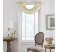Elrene Home Fashions Versailles Cantonnière plissée en Imitation Soie avec Passe-Tringle 132,1 x 91,4 cm (1, Ivoire)
