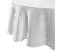 Elrene Nappe damassée, Polyester, Blanc, 70 inches Round