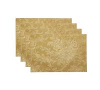 Elrene Poinsettia Elegance Lot de 4 Sets de Table en Tissu Jacquard, Polyester, doré, 13" x 19"