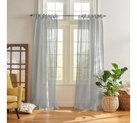 Elrene Rideau de fenêtre Transparent à Nouer, Lin, Bleu poussiéreux, 132,1 cm de Large x 213,4 cm de Long (Lot de 1)