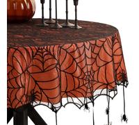 Elrene Spider Nappe doublée en Dentelle, Polyester, Noir/Orange, 70" Round (Tablecloth)