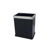 ElriBird Corbeille à Papier en Métal Noir 10L, Rectangulaire Ouverte | Pour Bureau, Hôtel, Resort | 10 L | Double épaisseur | Socle en caoutchouc antidérapant