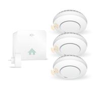 ELRO Connects SF500S Kit détecteur de fumée - Kit Complet avec connecteur K2 + 3 détecteurs de fumée sans Fil - Avertissement par Smartphone - Conforme à la Norme EN14604