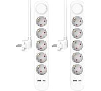 ELRO ES305 Lot de 2 multiprises 5 Prises avec câble de 1,5 m et Interrupteur - 5 Prises + USB + USB-C - Sécurité Enfant - Prise Schuko - Maximum 3680 W - Certifié TÜV