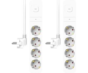 ELRO ES704 Lot de 2 multiprises 4 Prises avec parasurtenseur - Câble de 1,5 m et Interrupteur - Sécurité Enfant - Prise Schuko - Maximum 3680 W - Certifié TÜV