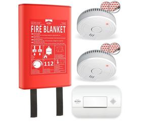 ELRO FF0404 Lot de 2 détecteurs de fumée CO avec Couverture Rigide de 1,2 m