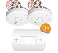 ELRO FF1840 Kit Complet de Sécurité Incendie - 2 Détecteurs de Fumée avec Montage Magnétique et Détecteur de CO - Batteries Longue Durée