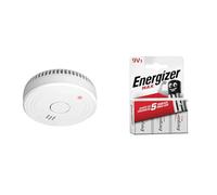 ELRO FS180111 Détecteur de fumée - Conforme à la Norme européenne EN14604, Blanc & Energizer Pile 9V, Energizer Max, Lot de 3 Piles