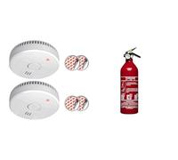 ELRO FS1805 Détecteur de fumée avec 5 Ans de Batterie et Aimant - Conforme à la Norme européenne EN14604-2 pièces & Extincteur 1kg a Poudre - ext01