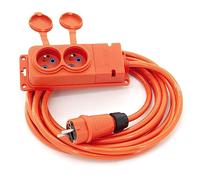ELS Elektrotechnika 3 m de câble de rallonge en Caoutchouc de Construction avec 2 Prises IP44 16A 230V H07BQ-F 3G2,5mm2 avec Isolation épaisse en Caoutchouc EPR pour l'intérieur et l'extérieur.