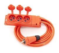 ELS Elektrotechnika 3 m de câble de rallonge en Caoutchouc de Construction avec 3 Prises IP44 16A 230V H07BQ-F 3G2,5mm2 avec Isolation épaisse en Caoutchouc EPR pour l'intérieur et l'extérieur.