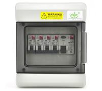 ELS Elektrotechnika Boîte de distribution IP66 en saillie 6 modules - ABS résistant aux UV - Avec 4 interrupteurs LS (B10/B16) + FI/RCD 40A 30mA Type A - Étanche - Idéal pour la maison, le garage, les