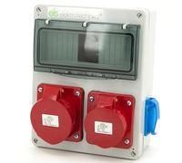 ELS Elektrotechnika Diviseur d'alimentation, distributeur mural, boîtier vide interne, 2 x 230 V et 1 x CEE 16 A et CEE 32 A, câblé, IP44, armoire de commande à monter avec des appareils modulaires.