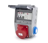 ELS Elektrotechnika répartiteur de chantier filaire répartiteur mural répartiteur de courant avec fusibles et prises 2x230V + 2 x disjoncteurs miniatures C16 1 pôle, IP54, pour intérieur/extérieur