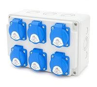 ELS Elektrotechnika Répartiteur de courant mural 6 x 230 V - IP54 - Distributeur de courant de chantier - Prêt à raccorder - Atelier - Garage - IP44