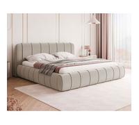 Elsa - lit coffre - 140x200 cm - en velours - sommier inclus - Beige