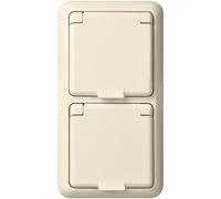 Schneider Electric Prise encastrée double Elso 225414 IP44 avec contact de protection Blanc