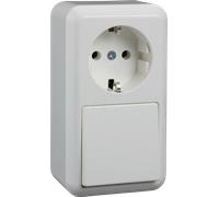 ELSO 388604 - Combi interrupteur universel + prise, 10/16 A, CONTURA, blanc pu