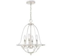 Lustre suspension lampe de salle à manger à 4 lampes E14 acier blanc