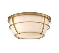 Plafonnier lampe de salle de bain plafonnier acier verre laiton IP44 2x E27 rond
