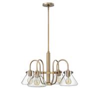 Elstead Lighting Lustre Suspendue 4 Lumières Rétro Verre Caramel Brossé 68,6 cm